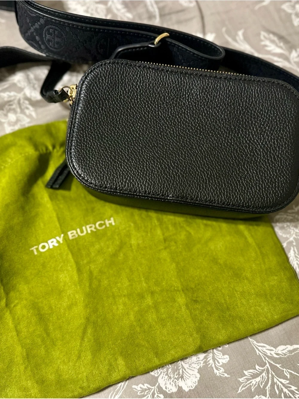Tory Burch Black Pebbled Miller Leather Crossbody